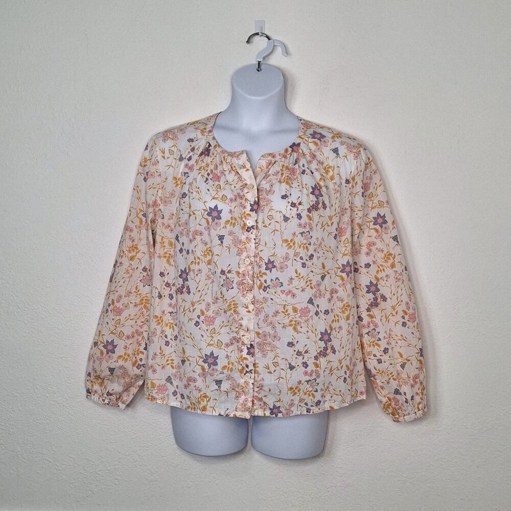 GAP 100% Cotton Floral Blouse Sz XL Multicolor Cottagecore Whimsygoth Boho